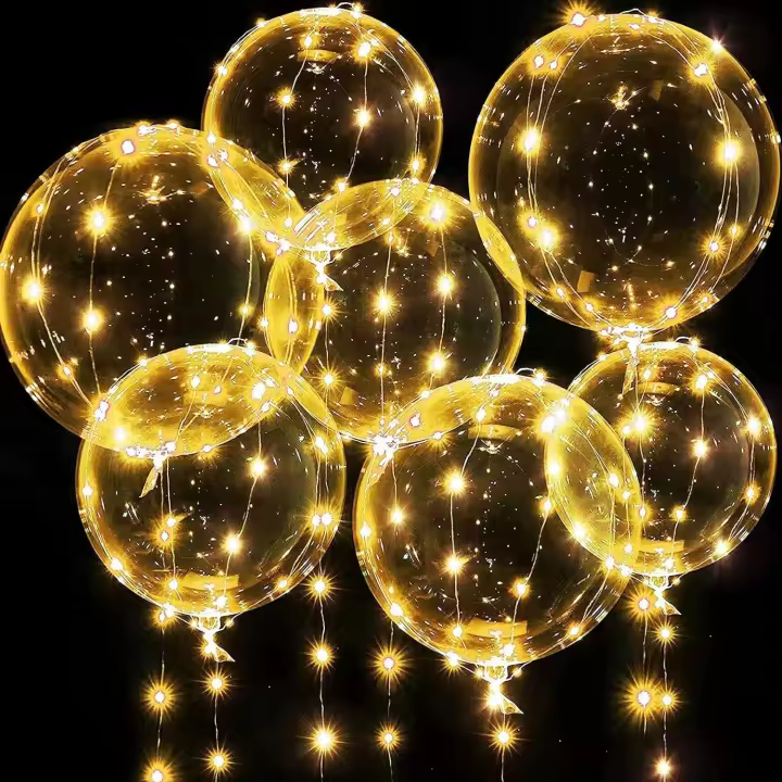 Ballons Lumineux 10 PCS Ballons d'hélium LED 24 Pouces Transparent Lumineuse Ballons Bobo avec LED Chaîne Lumière und 10 PCS rose Ballons pour Noël, Mariage, Fête, Soirée, Anniversaire, Party - 1