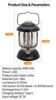 Lámpara De Camping Portátil Recargable USB Luz LED Retro Para Emergencias Pesca Senderismo Nocturna Impermeable - details 6