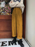 Nuevas Pantalones Casuales Para Mujer Cintura Alta Color Sólido Corduroy Pierna Recta Suelta Botones Talla Ajustable Todo El Año - details 5