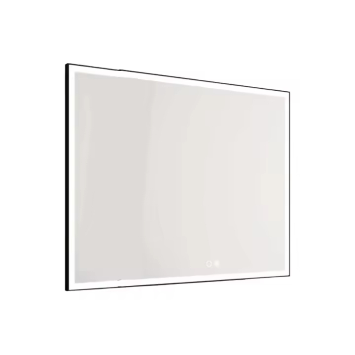 Espejo de Baño UBUD con Luz Led 100 X 80 Cm - Marco de Aluminio Negro Mate - Interruptor Táctil - Protección IP44 - Antivaho - Regulación de Intensidad - Vidrio Anti-estallido - 1
