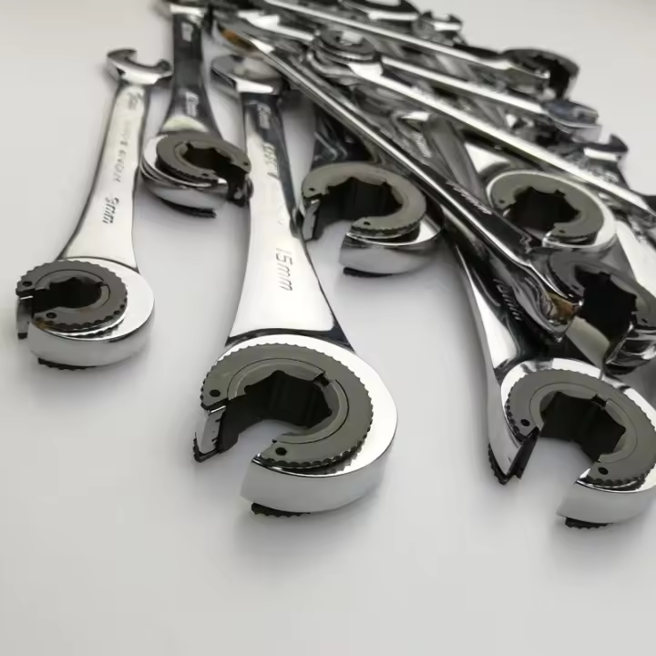 Llave De Eje Doblemente Encogible 8-19mm Llave De Apertura Con Doble Spanner Herramienta Multifuncional De Cromo Vanadio Resistente Y Duradera Para Aceite - 1