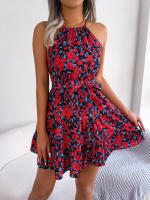 Vestido De Verano Casual Para Mujer Con Estampado Floral Y Volantes Estilo Halter Largo Mini Polyester Slim Fit Y Flare - details 21