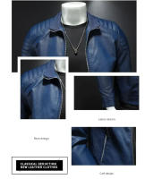 Chaqueta De Cuero PU Para Hombre Estilo Motociclista Streetwear Béisbol Outdoor Bomber Casual Para Otoño Windbreaker Masculino - details 2