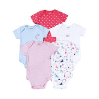 Nueva ropa de verano para bebés y niños pequeños, mono de pedo cruzado triangular de colores mixtos, ropa para gatear para bebés, conjunto de cinco piezas - details 8