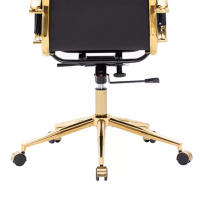 ORION91 Silla Golden Lux Respaldo Alto Piel Sintética Color Negro Estructura Dorado Mate 48x47x116cm Oficina Profesional Teletrabajo – SpazioLuzio - details 0