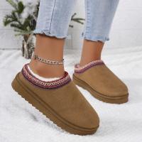 Botas De Piel Sintética Con Tacón Bajo Y Suela Gruesa Para Invierno 2024 Estilo Étnico Botines De Plush Adecuadas Para Mujer - details 3