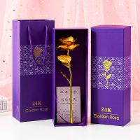 Rosa Dorada 24K Artificial Colorida Flor Metálica Regalo Único Para Las Mujeres En Día De San Valentín Con Caja De Regalo Decoración - details 12