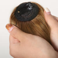 Extensiones De Flequillo Humano 100% Natural Clip in Para Mujer Color Miel Falsa Franja Con Temples Uso Diario - details 2