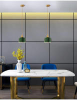 Lámpara Colgante De Vidrio Con Estampado Verde E27 Para Restaurante Cocina Comedor Café Lámpara Colgante Para Dormitorio Con Cepillo De Acero - details 22