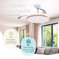 Ventilador de Techo Moderno 66W con 4 Aspas Retráctiles, Luz LED 36W, Motor DC 30W, 6 Velocidades, 3CCT, Control Remoto Ostark-LEDUNI - details 10