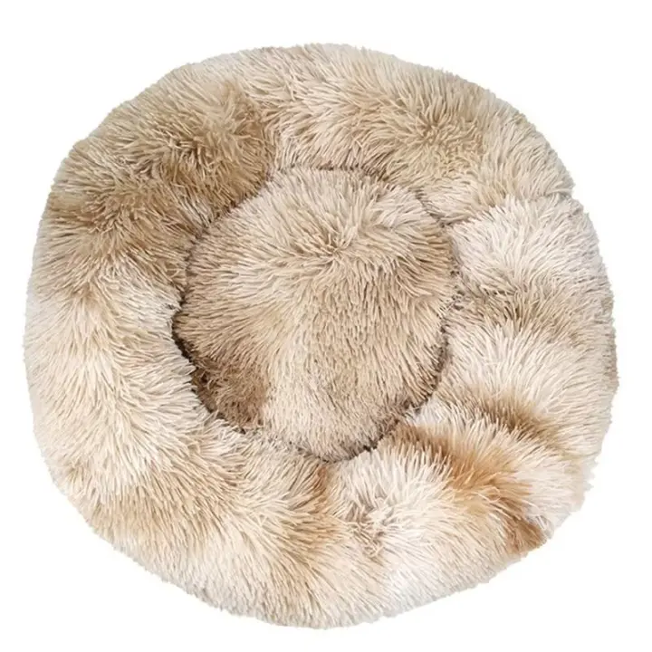 Cama para gatos, cojín suave, suave y lavable para perros y gatos (beige tie-dye, 80 cm), Sunny - 1