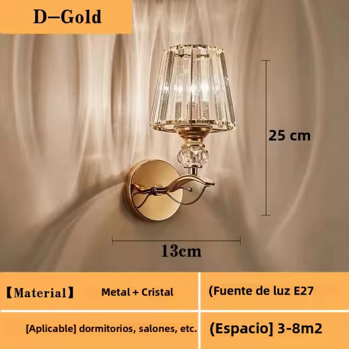 Lámpara De Pared Minimalista Metálica Con Cristal Iluminación Nordic Para Interior Energía-Económica Para Dormitorio Y Sala De Estar LED Incluido - 1