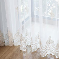 Cortina De Tules Bordada En Blanco Con Patrón De Flor Lujo Francés Para Decoración De Ventanas Y Habitaciones Estilo Europeo Y Americano - details 6