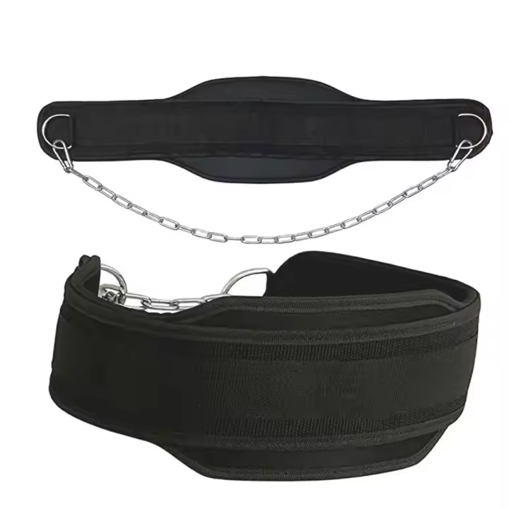 Levantamiento de pesas Dip cinturón neopreno espalda gimnasio cinturón con cadena para fitness bodybuilding pull up fuerza entrenamiento carga cintura Correa - 1