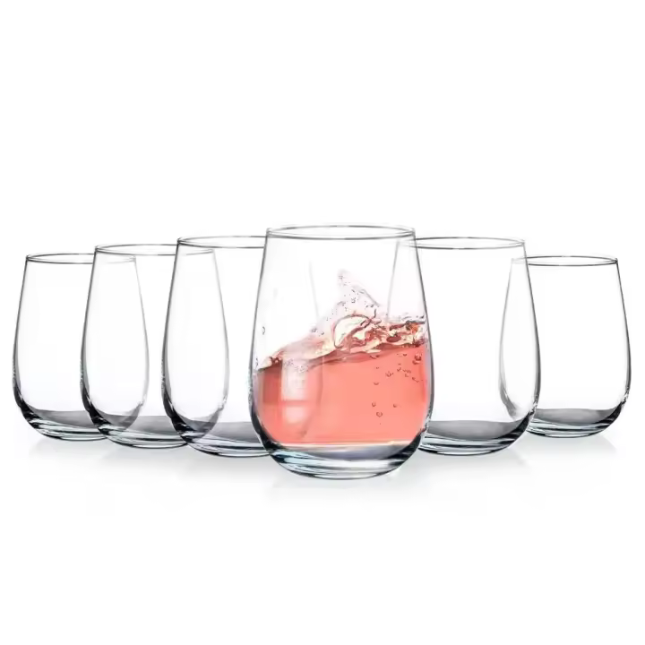 LAV TRESV Set de 6 Vasos de Cristal Transparentes 360ml o 475ml - Apto para Lavavajillas - 1