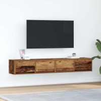 vidaXL Muebles de TV 2 uds 80x31x25,5 cm Madera de ingeniería en color Blanco/Madera antigua/Roble Sonoma y más | almacenamiento funcional diseño moderno para baño dormitorio sala - details 1