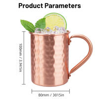Copa De Mule Moscú De Cobre Puro 450ml 16.0oz Copa De Cerveza Y Café Duradera Para Bebidas Y Leche Vaso De Metal Puro - details 15