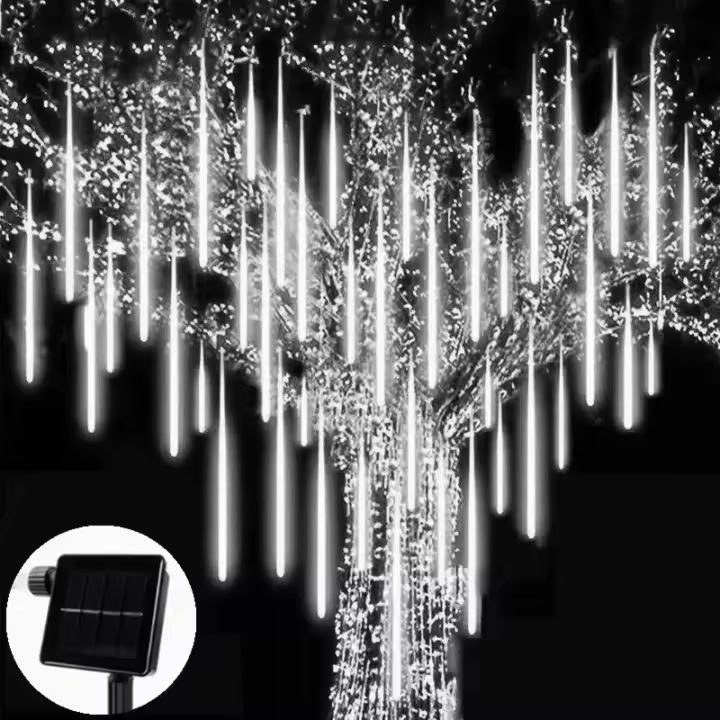 Luces De Lluvia De Meteoros Solares 50cm Luz De Cadena De Copos De Nieve Impermeable Para Jardín Boda Fiesta Navidad - 1