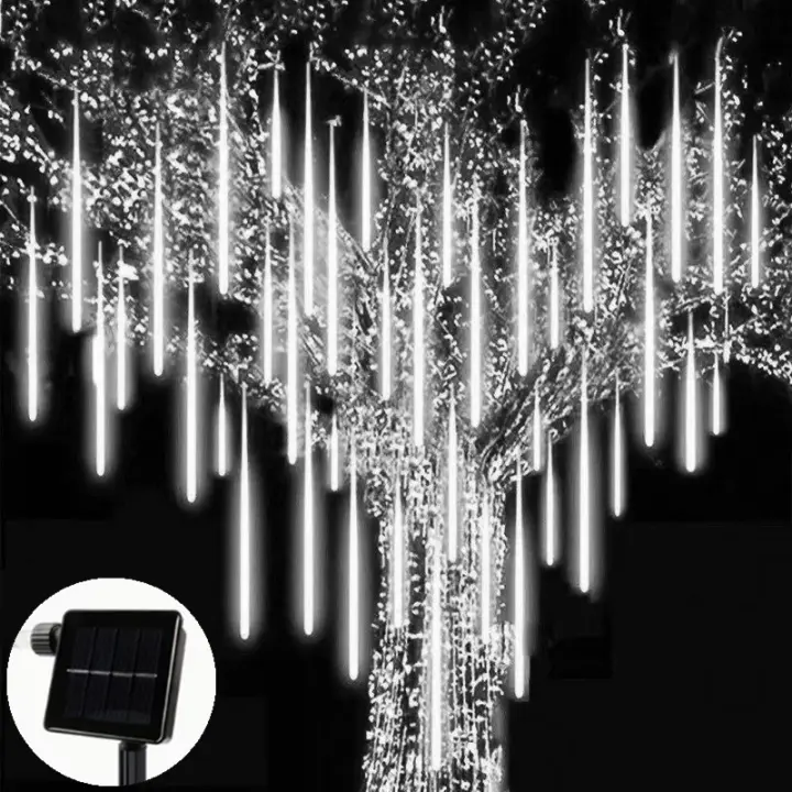 Luces De Lluvia De Meteoros Solares 50cm Luz De Cadena De Copos De Nieve Impermeable Para Jardín Boda Fiesta Navidad - 1