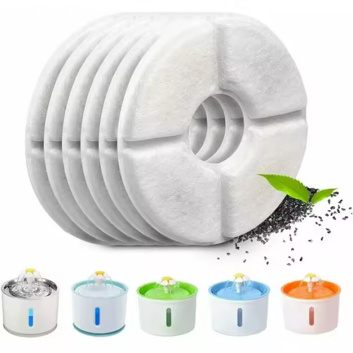 Pack Filtro Automático para Fuente de Gatos, con Resina y Carbón Activado, Filtro de Agua de Repuesto para Perros y Gatos (Redondo) - 1