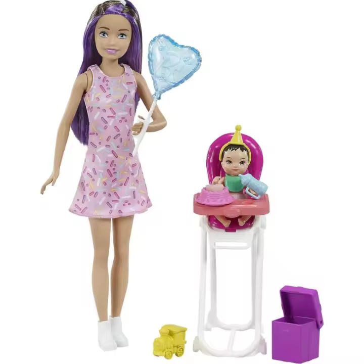 Barbie muñeca Skipper canguro con trona de niño , Juguete y Accesorios de cumpleaños (GRP40) MATTEL - 1
