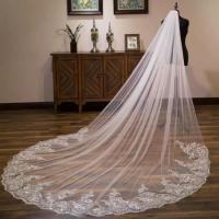Velo De Novia Blanca De Ivoird 3x3 Metros Con Aplicaciones De Encaje Vestido De Novia De Encaje Nylon Acrílico Unido En Jiangsu China - details 7