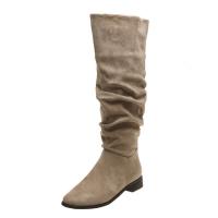 SP Botas de Caballero de Gamuza Retro Para Mujer, nuevo estilo, Tacón Gruesto, BOTAS Altas con punta, BOTAS marrones con pligues. - details 9