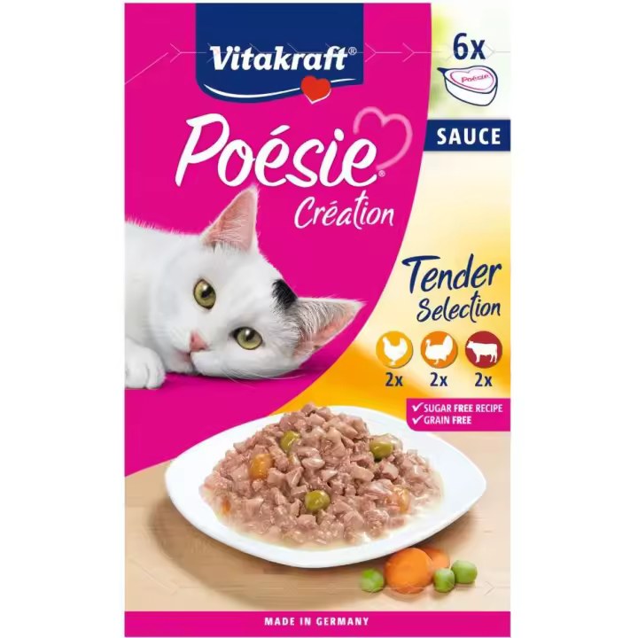Vitakraft MULTIPACK Poésie Salsa 6 uds: 2 x pollo, 2 x ternera, 2 x pavo comida húmeda gato - 1