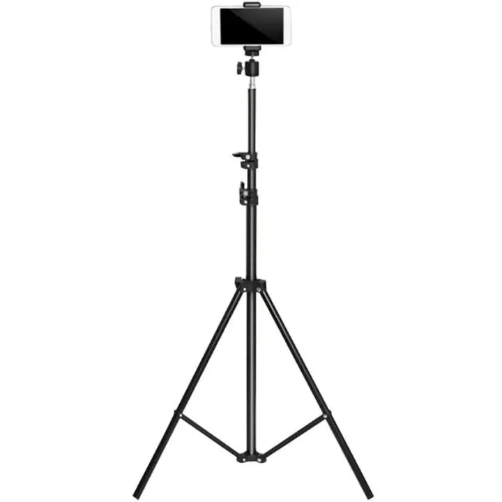 Trípode Soporte de luz, Trípode Soporte con Clip de teléfono móvil, Trípode Ajustable de 67-210 cm, trípode de rotación de 360° de fijación. Soporte Trípode Ajustable Máx Altura 2.1M  con Tornillo de 1/4 de Pulgada para Camara, Reflector, softbox, luz, Pa - 1