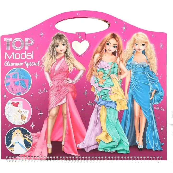 DEPECHE Cuaderno de Diseño Top Model Glamour Especial con Pegatinas - Libro para Colorear Niñas - 1