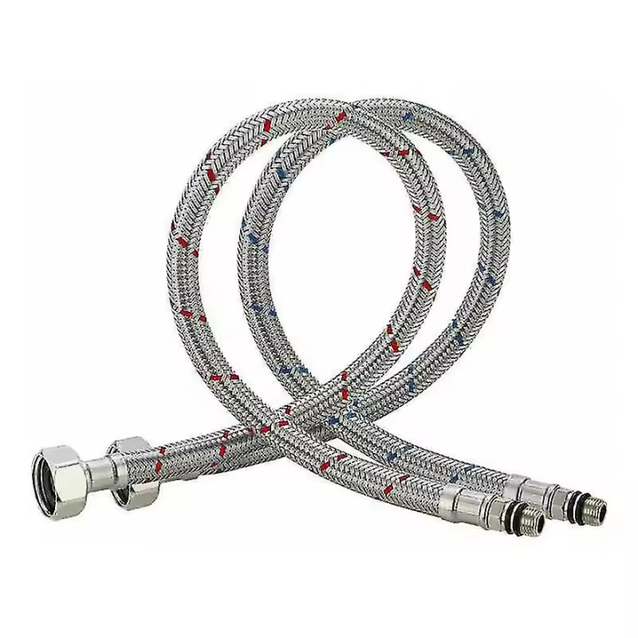 Manguera de conexión Flexible, grifo de acero inoxidable para agua fría y caliente, grifo para fregadero de cocina de un solo mango, 60cm, M10 - 1