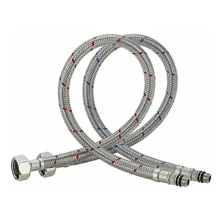 Manguera de conexión Flexible, grifo de acero inoxidable para agua fría y caliente, grifo para fregadero de cocina de un solo mango, 60cm, M10 - 1