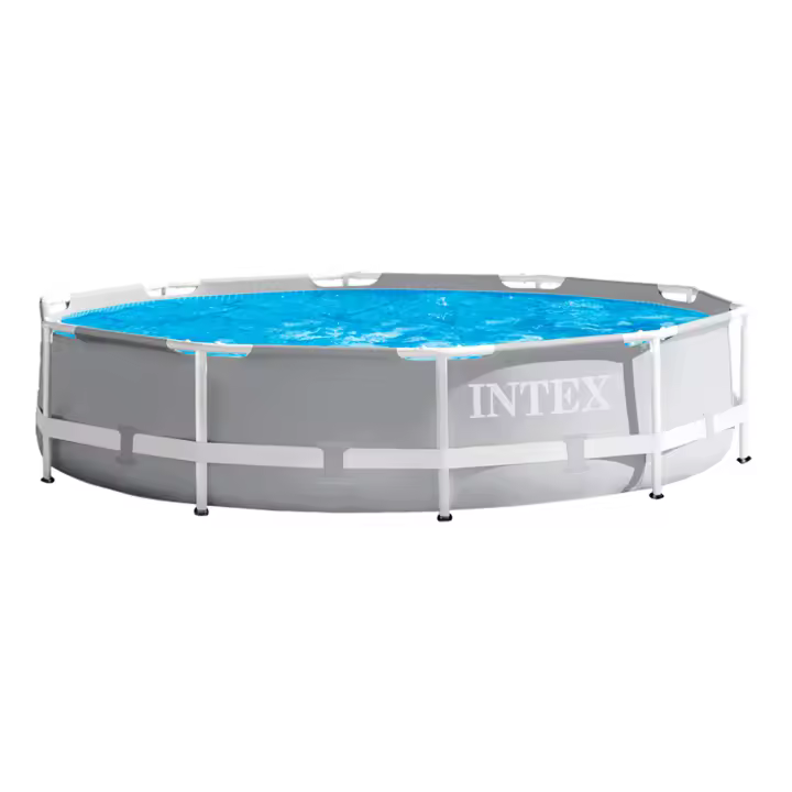 INTEX - Piscina desmontable redonda Prism Frame de hasta 4 metros de diámetro, con y sin depuradora, color gris, resistente y duradera, +6 años, 30 min. montaje, piscinas desmontables, piscinas familiares - 1
