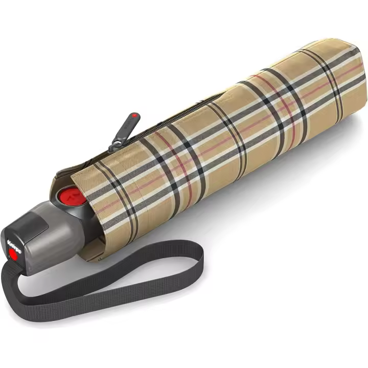 Paraguas Knirps T.200 medio duomático Cuadros de Bronceado (Beige) - 1