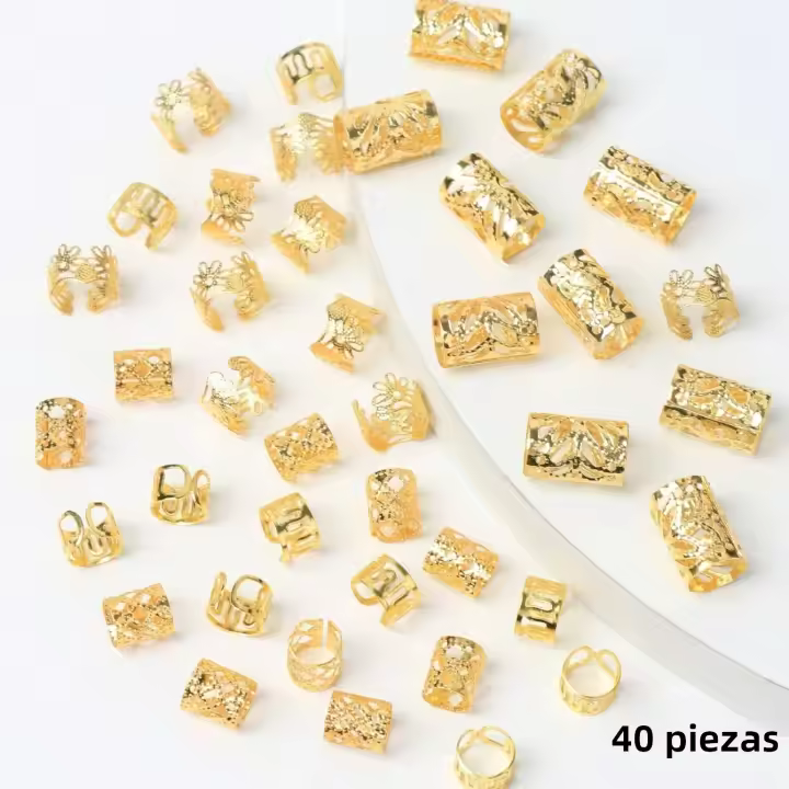 40 Pcs Encantos De Cabello Para Dreads Decoraciones De Cinturones Accesorios De Cabello Para Traviesas Y Mujeres Joyería De Cabello Para Traviesas Y Mujeres - 1