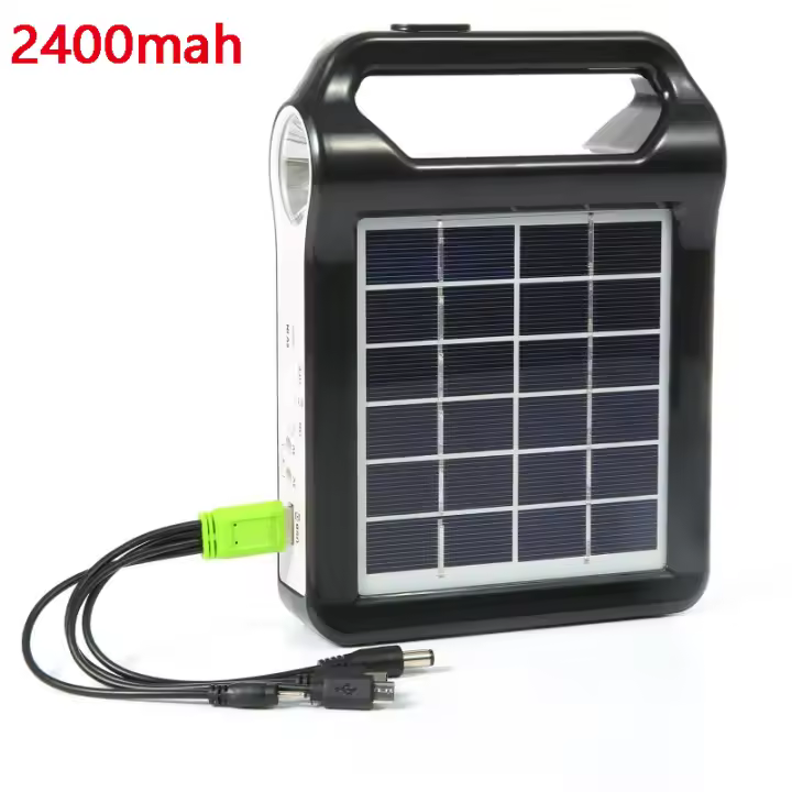 Kit De Generador De Energía Solar Portátil 15W Recargable Con Luz De Lámpara Y Cargador USB Sistema De Energía Solar Para El Hogar - 1