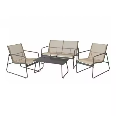 Conjunto de muebles de exterior Richardson 117, Muebles ES, Metal, Mimbre plástico - 1