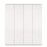 Meimon Armario ropero 4 puertas acabado Blanco Brillo, con 2 barras de colgar de aluminio extraíbles, 2 estantes interiores, bisagras metálicas, tiradores de aluminio y tacos ABS protectores. Medidas: 200x180x52 cm. Estructura melaminizada tipo E1 - details 0