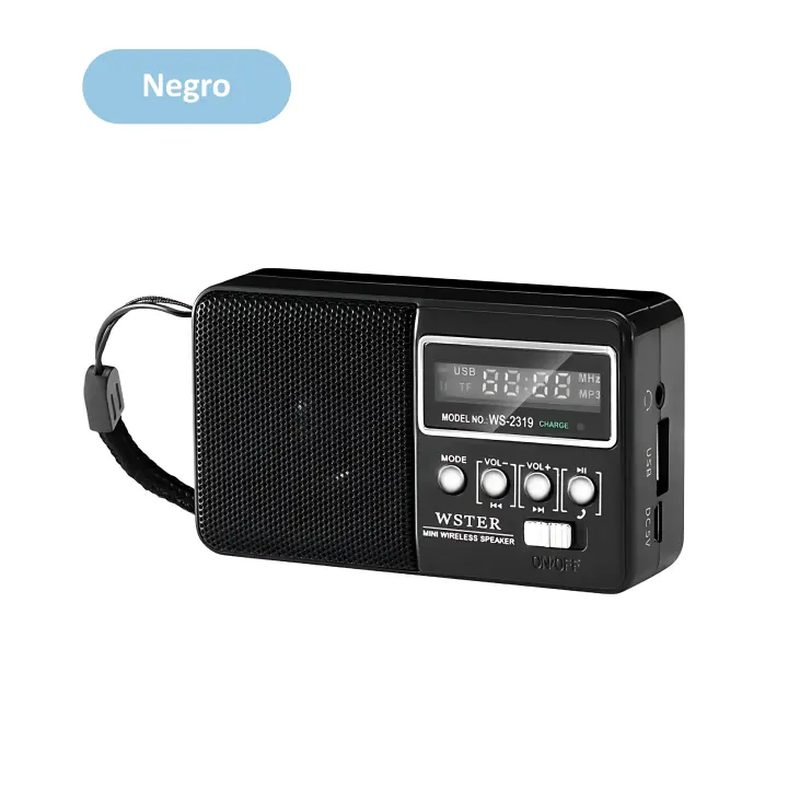 LIFA Radio FM digital pequeño con Bluetooth y entradas USB y tarjeta SD, radio portátil recargable WS2319 - 1