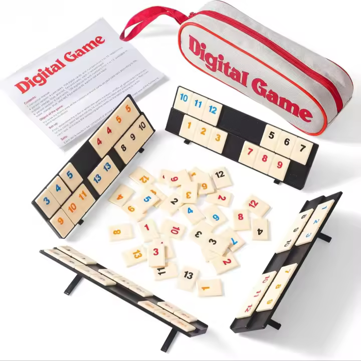 Juego De Rummy Cubes Con 4 Estantes Juego De Mesa Clásico Para Familia Juego De Viaje Portátil Con Estuche Incluido 106 Piezas - 1