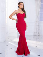 Vestido De Noche Largo Sin Mangas Y Espalda Descubierta Ajustado Hasta El Suelo Para Bodas Y Fiestas De Compromiso Rojo Azul - details 6