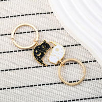 Llavero Creativo De Gato Con Sol Y Luna En Blanco Y Negro Para Parejas Amantes Regalo De San Valentín Llavero De Acero Inoxidable Para Mujeres Hombres Niños - details 1