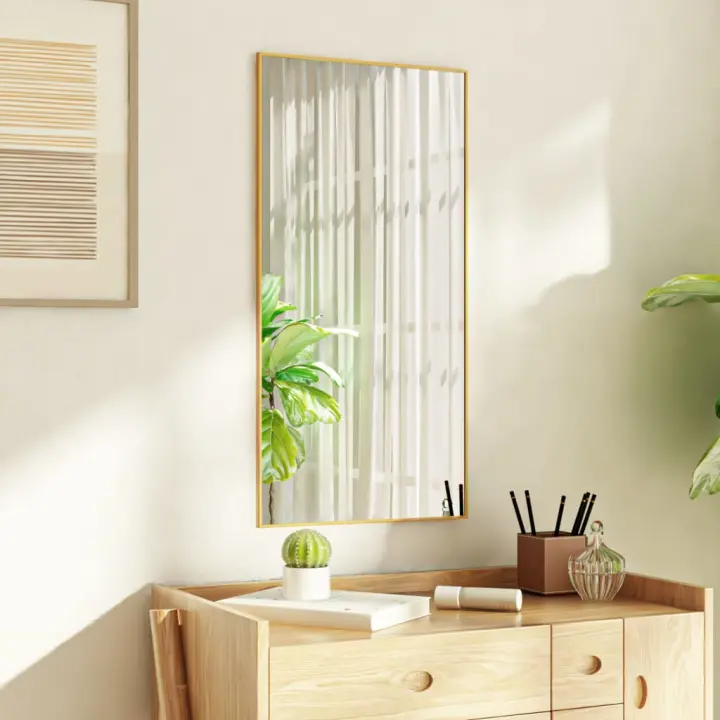 vidaXL Espejo de puerta cristal y aluminio dorado 40x80 cm - 1
