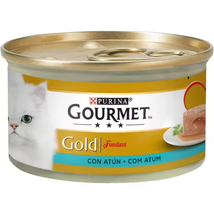 Gourmet Purina Gold Fondant Mousse con Salsa, Comida Húmeda para Gato con Atún de 85g - 1