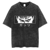 Camiseta De Manga Corta Vintage Berserk Japón Anime Para Hombre Estilo Y2k Con Cuello Redondo Y Cuidado En La Prenda De Ropa - details 5