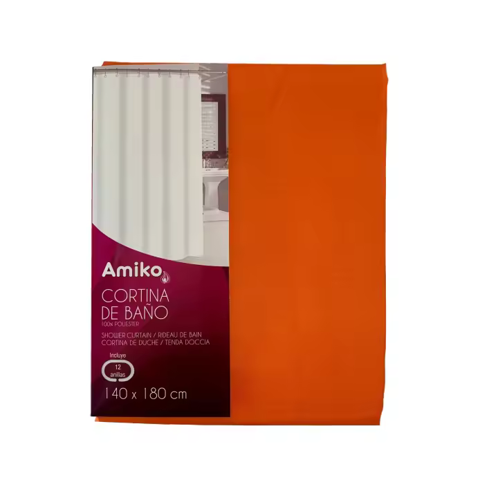 CORTINA DE DUCHA DE POLIÉSTER AMIKO 140X180 CENTIMETROS DE COLOR NARANJA - 1