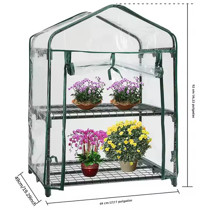 Cubierta De Invernadero Verde 100% Impermeable Para Mini Jardín Plantas Calentamiento Anti-UV Viento Sin Marco Color Verde - 1
