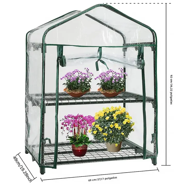Cubierta De Invernadero Verde 100% Impermeable Para Mini Jardín Plantas Calentamiento Anti-UV Viento Sin Marco Color Verde - 1