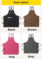 Delantal De Lona Resistente Al Aceite Para Cocina Y Jardín Algodón Para Té De Leche Y Café Tienda De Café Trabajo Denim Unisex - details 10