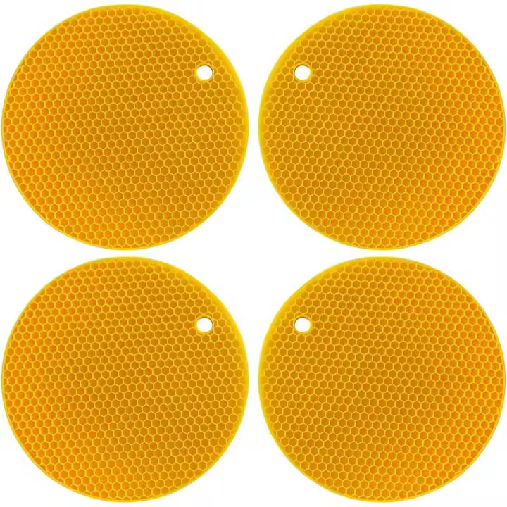 Salvamanteles de silicona multiusos, resistente al calor hasta 240.0 °C, soporte para ollas, impermeable, (juego de 4)apto para lavavajillas - 1